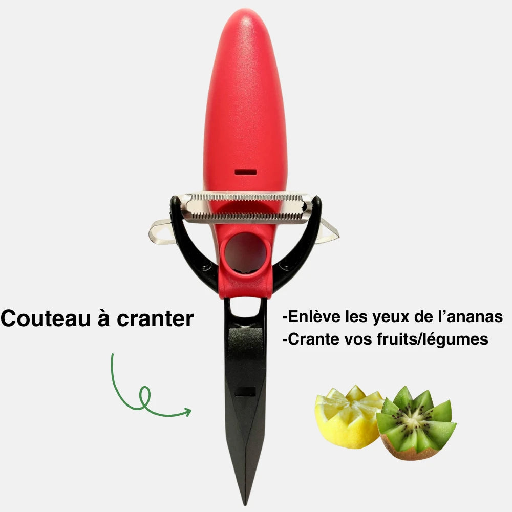 épluche tout avec couteau à cranter